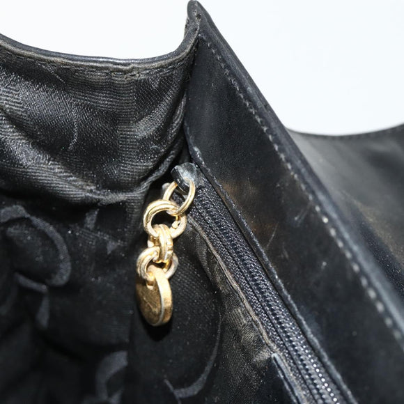 Salvatore Ferragamo Gancini Hand Bag Leather 2way Black Gold Auth ka4209