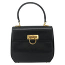 Salvatore Ferragamo Gancini Hand Bag Leather 2way Black Gold Auth ka4209-2