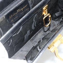 Salvatore Ferragamo Gancini Hand Bag Leather 2way Black Gold Auth ka4209-21