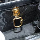 Salvatore Ferragamo Gancini Hand Bag Leather 2way Black Gold Auth ka4209-22