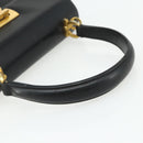 Salvatore Ferragamo Gancini Hand Bag Leather 2way Black Gold Auth ka4209-7