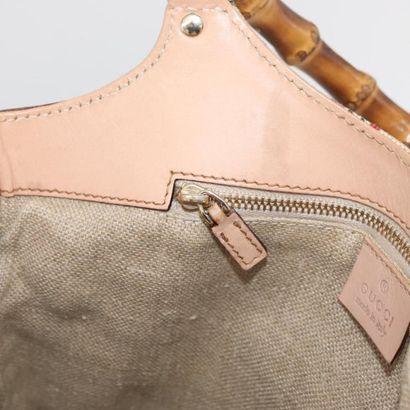 GUCCI Flora Bamboo Hand Bag Canvas Multicolor Gold 140203 Auth ka4212A