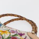 GUCCI Flora Bamboo Hand Bag Canvas Multicolor Gold 140203 Auth ka4212A-8