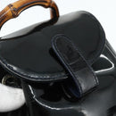 GUCCI Bamboo Backpack Patent leather Navy Silver 005 781 0319 Auth ka4216A-20
