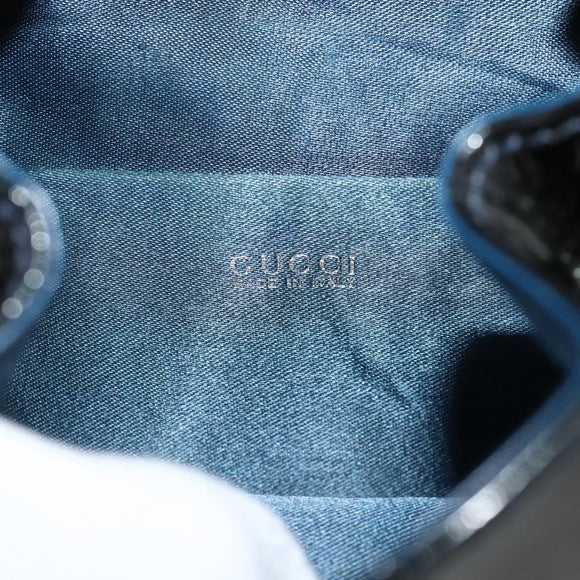 GUCCI Bamboo Backpack Patent leather Navy Silver 005 781 0319 Auth ka4216A
