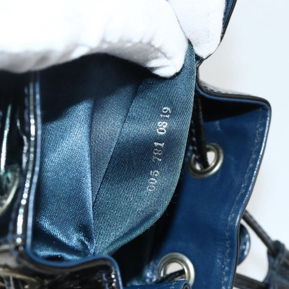 GUCCI Bamboo Backpack Patent leather Navy Silver 005 781 0319 Auth ka4216A