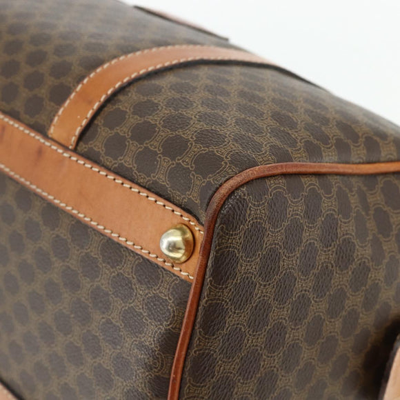 CELINE Macadam Canvas Hand Bag PVC Leather Brown Gold Auth ka4217
