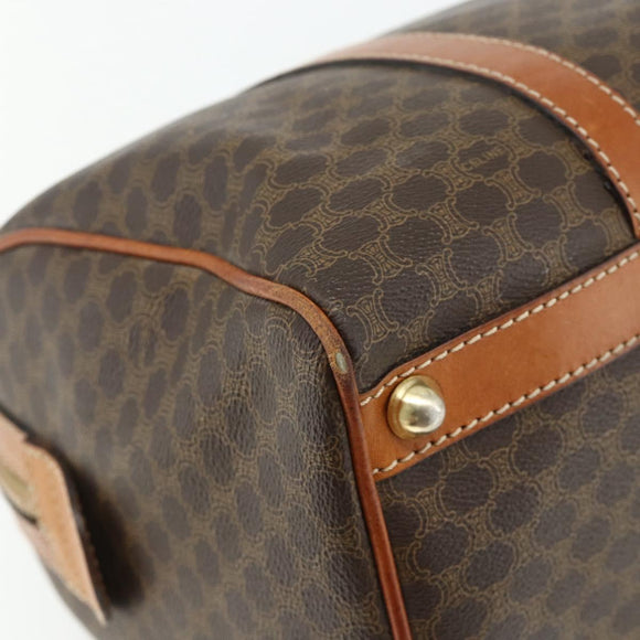 CELINE Macadam Canvas Hand Bag PVC Leather Brown Gold Auth ka4217