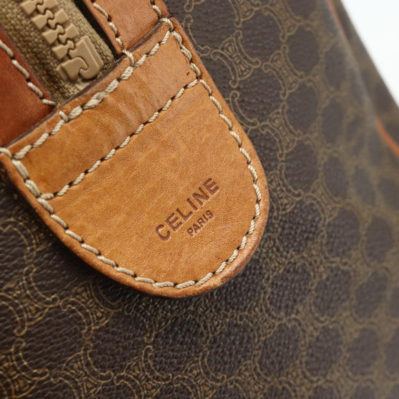 CELINE Macadam Canvas Hand Bag PVC Leather Brown Gold Auth ka4217