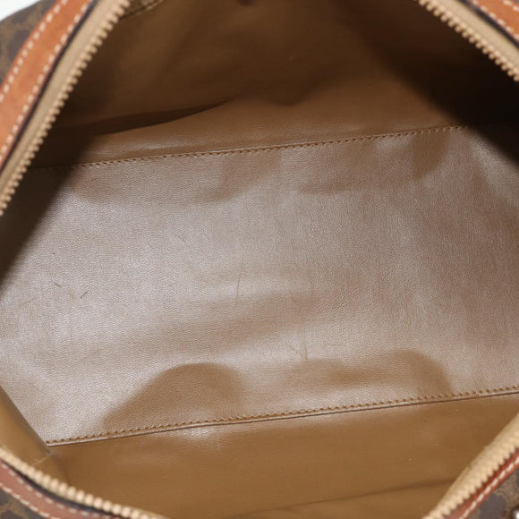 CELINE Macadam Canvas Hand Bag PVC Leather Brown Gold Auth ka4217