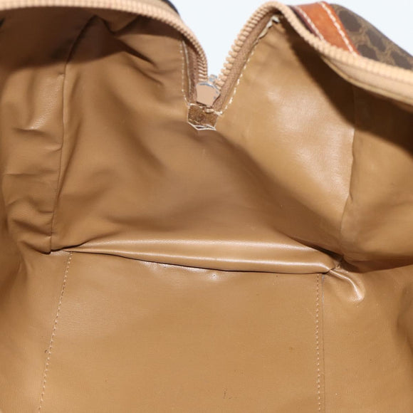 CELINE Macadam Canvas Hand Bag PVC Leather Brown Gold Auth ka4217