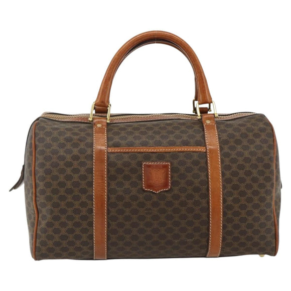 CELINE Macadam Canvas Hand Bag PVC Leather Brown Gold Auth ka4217