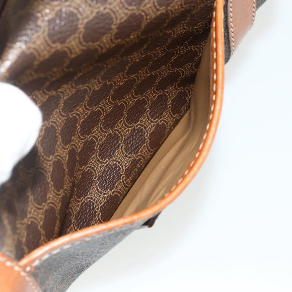 CELINE Macadam Canvas Hand Bag PVC Leather Brown Gold Auth ka4217