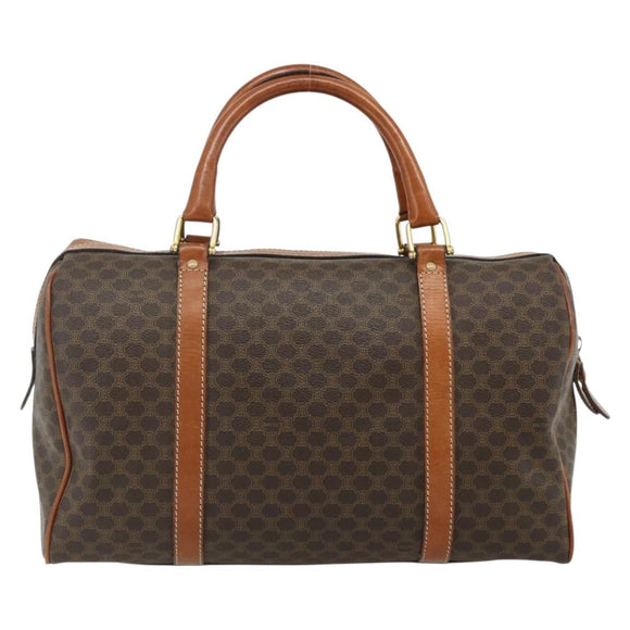 CELINE Macadam Canvas Hand Bag PVC Leather Brown Gold Auth ka4217