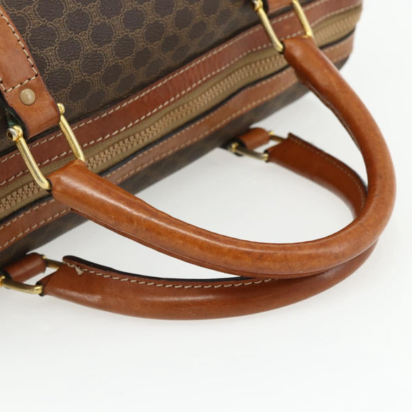 CELINE Macadam Canvas Hand Bag PVC Leather Brown Gold Auth ka4217