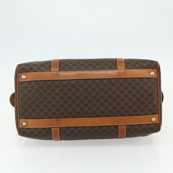 CELINE Macadam Canvas Hand Bag PVC Leather Brown Gold Auth ka4217