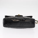CHANEL Mademoiselle Chain Shoulder Bag Enamel Black Gold CC Auth ka422-10