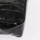 CHANEL Mademoiselle Chain Shoulder Bag Enamel Black Gold CC Auth ka422-11