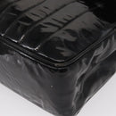 CHANEL Mademoiselle Chain Shoulder Bag Enamel Black Gold CC Auth ka422-12