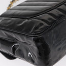 CHANEL Mademoiselle Chain Shoulder Bag Enamel Black Gold CC Auth ka422-13