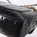 CHANEL Mademoiselle Chain Shoulder Bag Enamel Black Gold CC Auth ka422-14