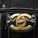 CHANEL Mademoiselle Chain Shoulder Bag Enamel Black Gold CC Auth ka422-15