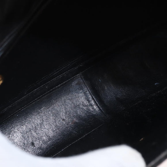 CHANEL Mademoiselle Chain Shoulder Bag Enamel Black Gold CC Auth ka422