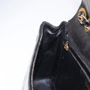 CHANEL Mademoiselle Chain Shoulder Bag Enamel Black Gold CC Auth ka422-20