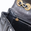 CHANEL Mademoiselle Chain Shoulder Bag Enamel Black Gold CC Auth ka422-21