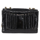 CHANEL Mademoiselle Chain Shoulder Bag Enamel Black Gold CC Auth ka422-3