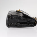 CHANEL Mademoiselle Chain Shoulder Bag Enamel Black Gold CC Auth ka422-4