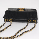 CHANEL Mademoiselle Chain Shoulder Bag Enamel Black Gold CC Auth ka422-7