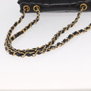 CHANEL Mademoiselle Chain Shoulder Bag Enamel Black Gold CC Auth ka422-8