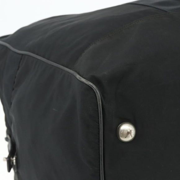 PRADA Boston Bag Nylon Black Silver Auth ka4221A
