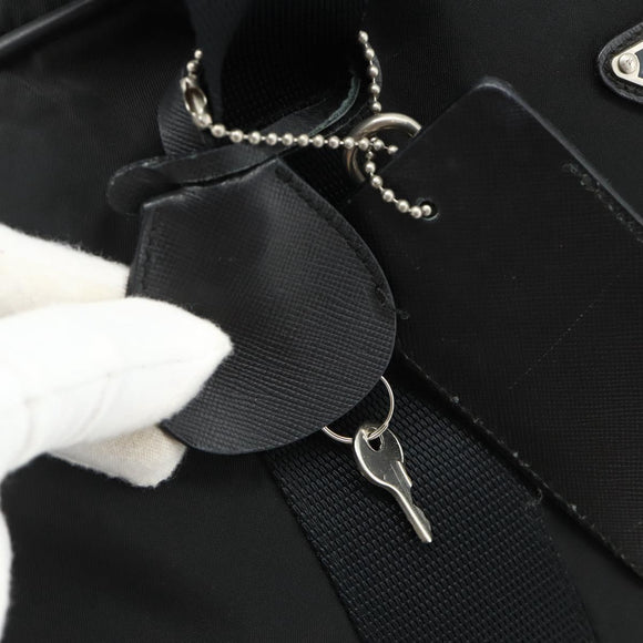 PRADA Boston Bag Nylon Black Silver Auth ka4221A