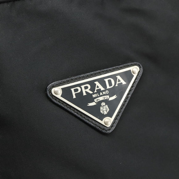 PRADA Boston Bag Nylon Black Silver Auth ka4221A
