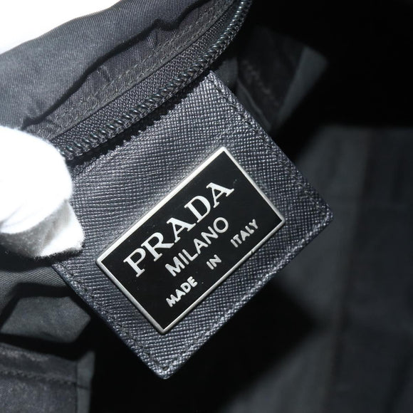 PRADA Boston Bag Nylon Black Silver Auth ka4221A