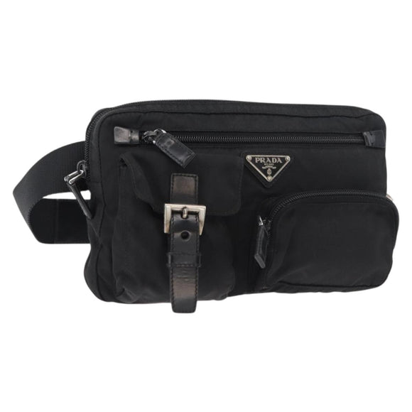 PRADA Body Bag Nylon Black Silver Auth ka4222A