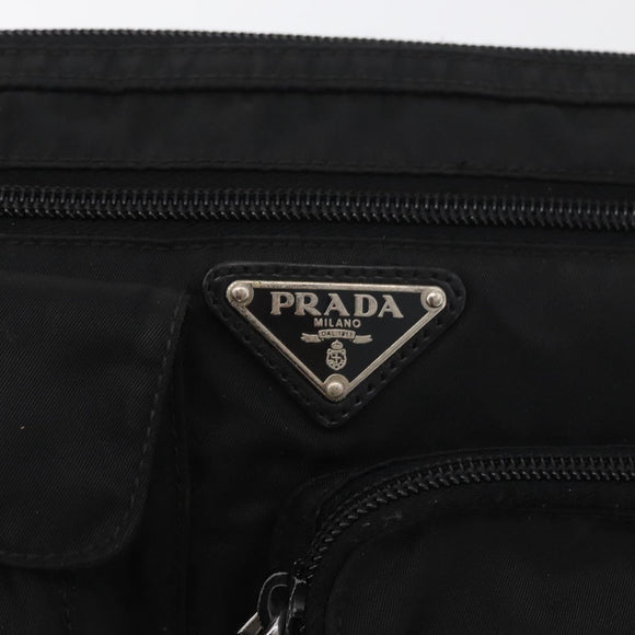PRADA Body Bag Nylon Black Silver Auth ka4222A