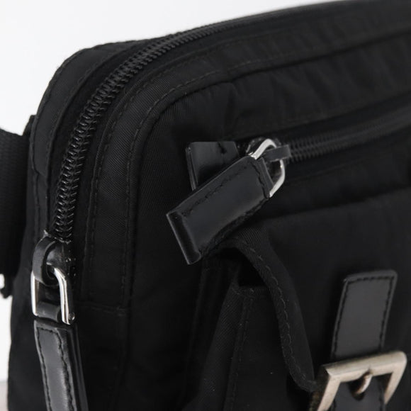 PRADA Body Bag Nylon Black Silver Auth ka4222A