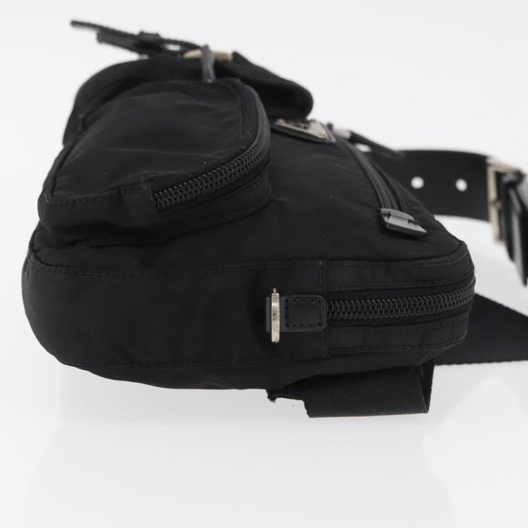 PRADA Body Bag Nylon Black Silver Auth ka4222A