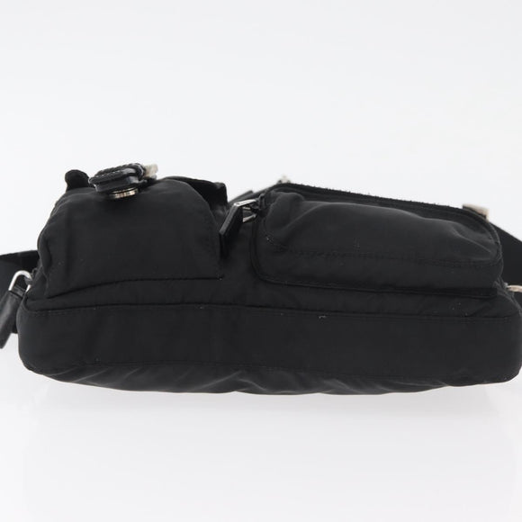PRADA Body Bag Nylon Black Silver Auth ka4222A