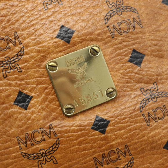 MCM Vicetos Logogram Drawstring Bag Bag PVC Leather Brown Gold Auth ka4224A