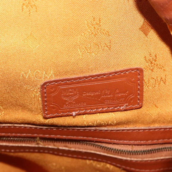 MCM Vicetos Logogram Drawstring Bag Bag PVC Leather Brown Gold Auth ka4224A