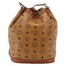 MCM Vicetos Logogram Drawstring Bag Bag PVC Leather Brown Gold Auth ka4224A-2