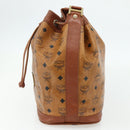 MCM Vicetos Logogram Drawstring Bag Bag PVC Leather Brown Gold Auth ka4224A-4