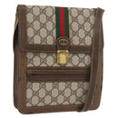 GUCCI GG Supreme Web Sherry Line Shoulder Bag PVC Beige Gold Red Auth ka4225-1
