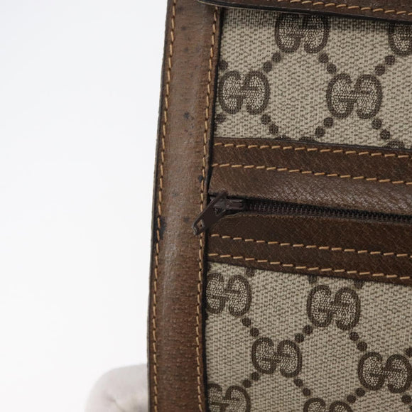 GUCCI GG Supreme Web Sherry Line Shoulder Bag PVC Beige Gold Red Auth ka4225