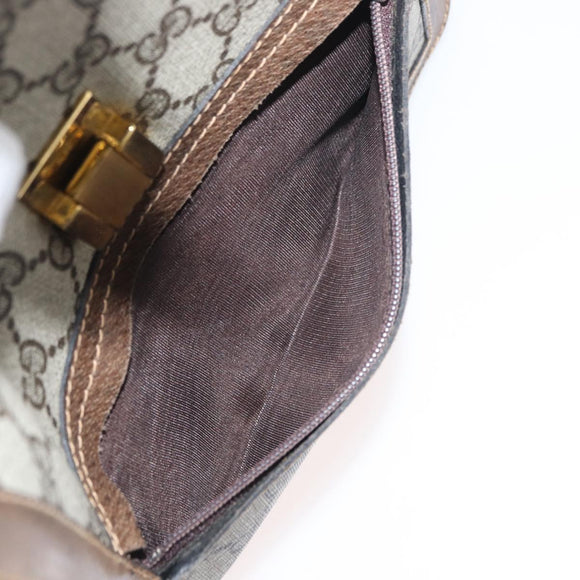 GUCCI GG Supreme Web Sherry Line Shoulder Bag PVC Beige Gold Red Auth ka4225