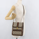 GUCCI GG Supreme Web Sherry Line Shoulder Bag PVC Beige Gold Red Auth ka4225-22